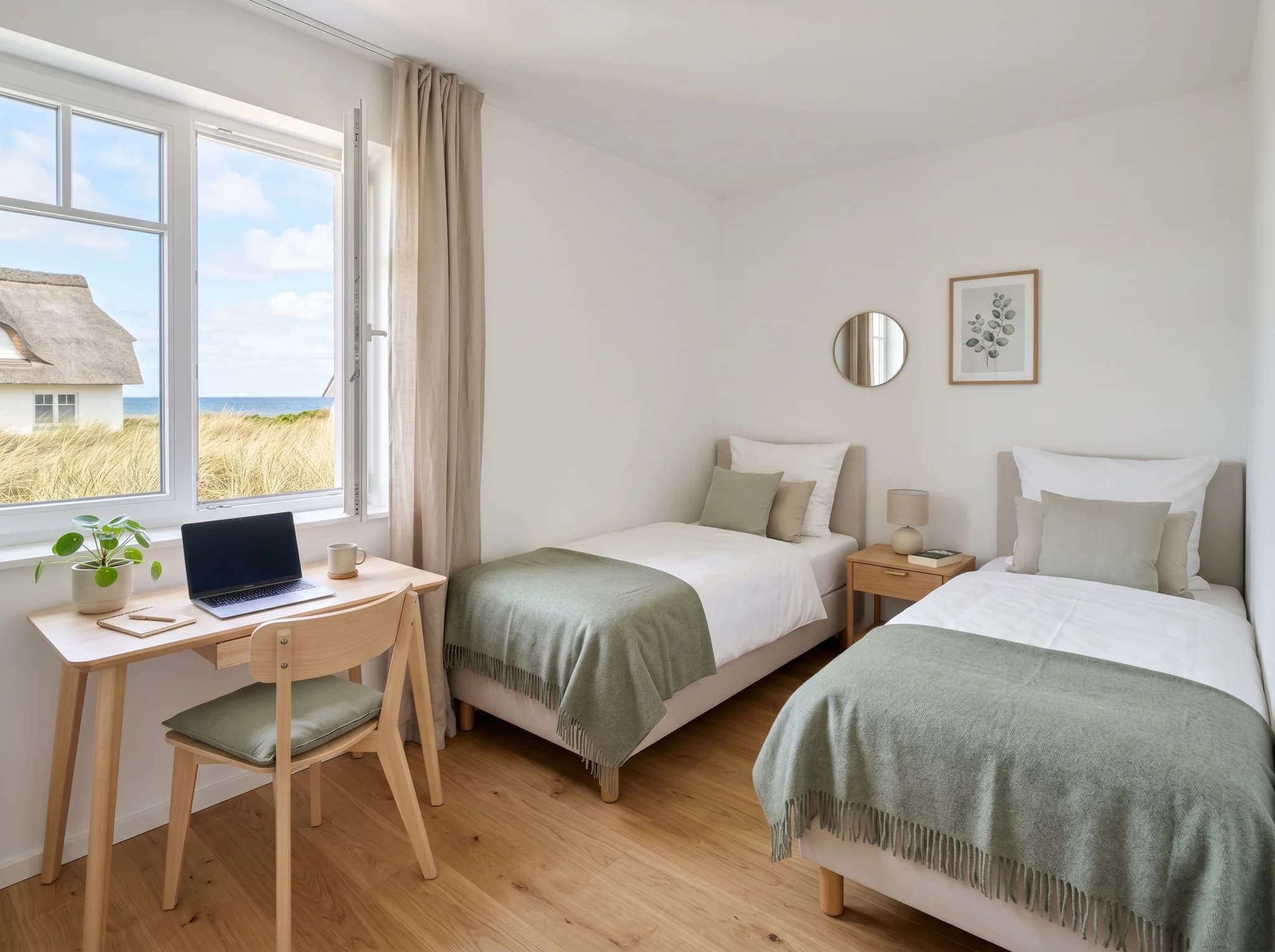 Zweites Schlafzimmer mit zwei Einzelbetten